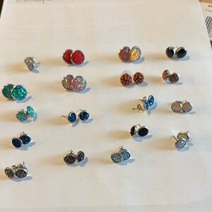 🌟 18 Sets Druzy Earrings